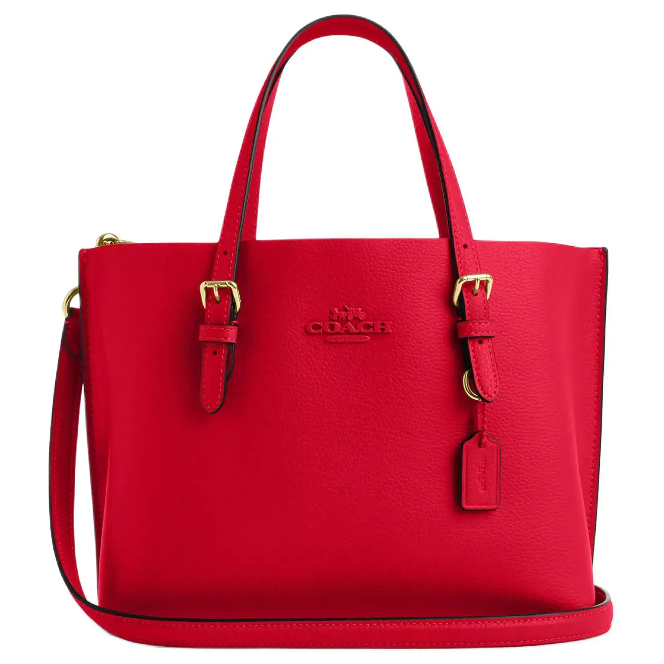 Coach Mollie Detachable Strap Leather Tote Bag for Women, Red