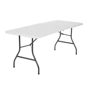 Cosco 6 Foot Premium Folding Table, White Speckle, foldable table, camping table, travel table, outdoor party table, event equipment.