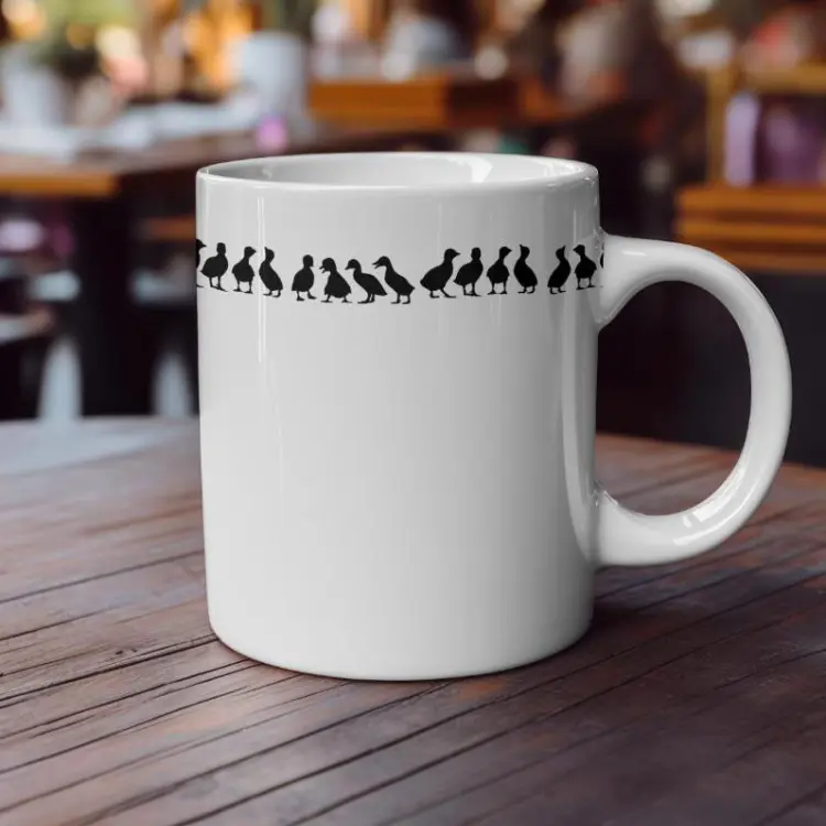 Duck Silhouette Mug, Bird Lover Coffee Cup, Ceramic Duck Pattern Mug, Farmhouse Animal Gift, Rustic Wildlife Mug, Gift for Duck Enthusiasts