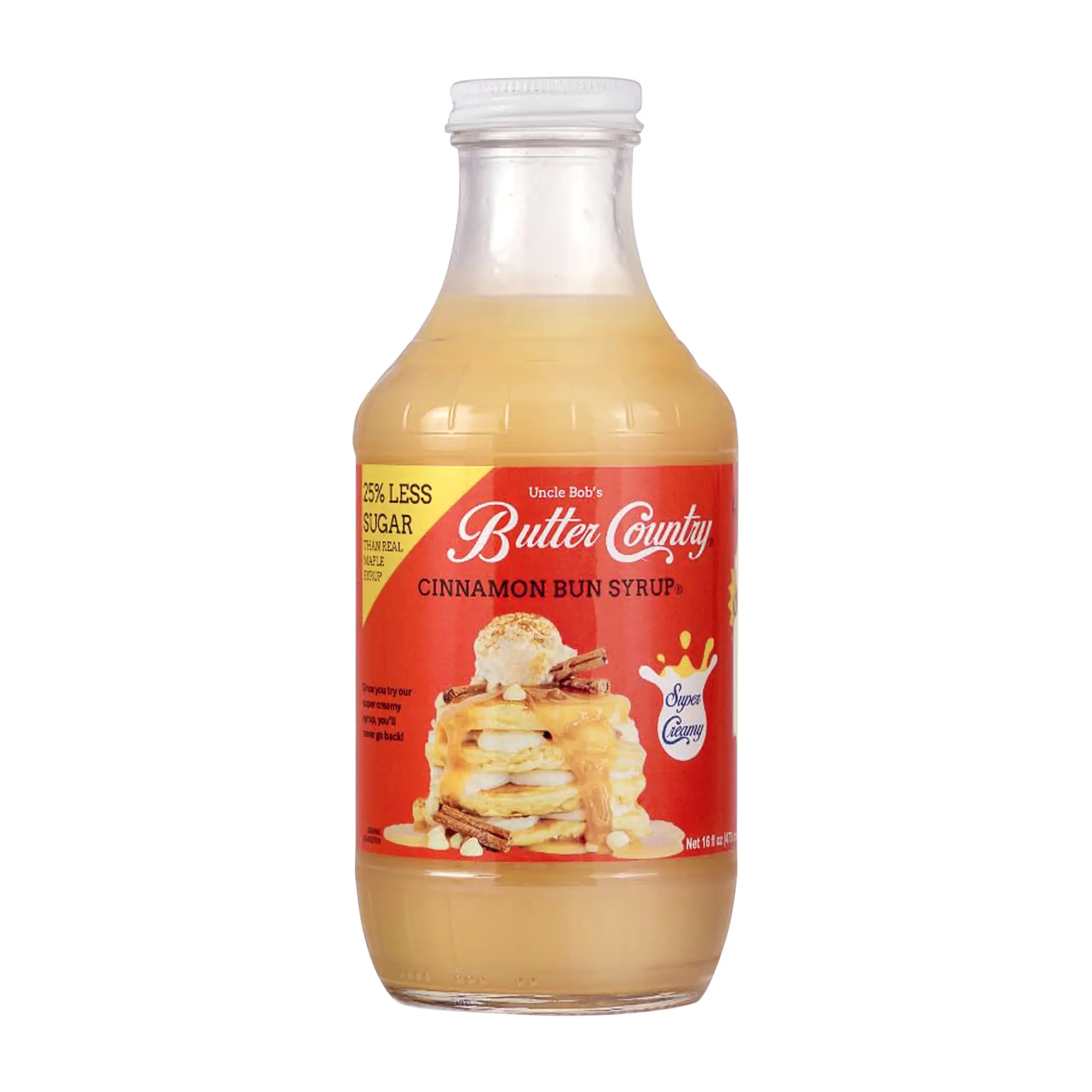 Cinnamon Bun Syrup for Pancakes and Waffles, Less Sugar, No Corn Syrup, Gluten Free, Made without Artificial Flavors Beverage Sweet