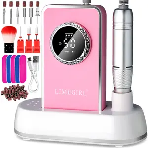 LIMEGIRL Cordless Professional Portable Nail Drill 50,000 RPMRechargeable Nail File with Digital Display Ideal for Gel NailRemoval Low Noise for Home & Salon Use Perfect Holiday GiftStarter Kit for Beginners