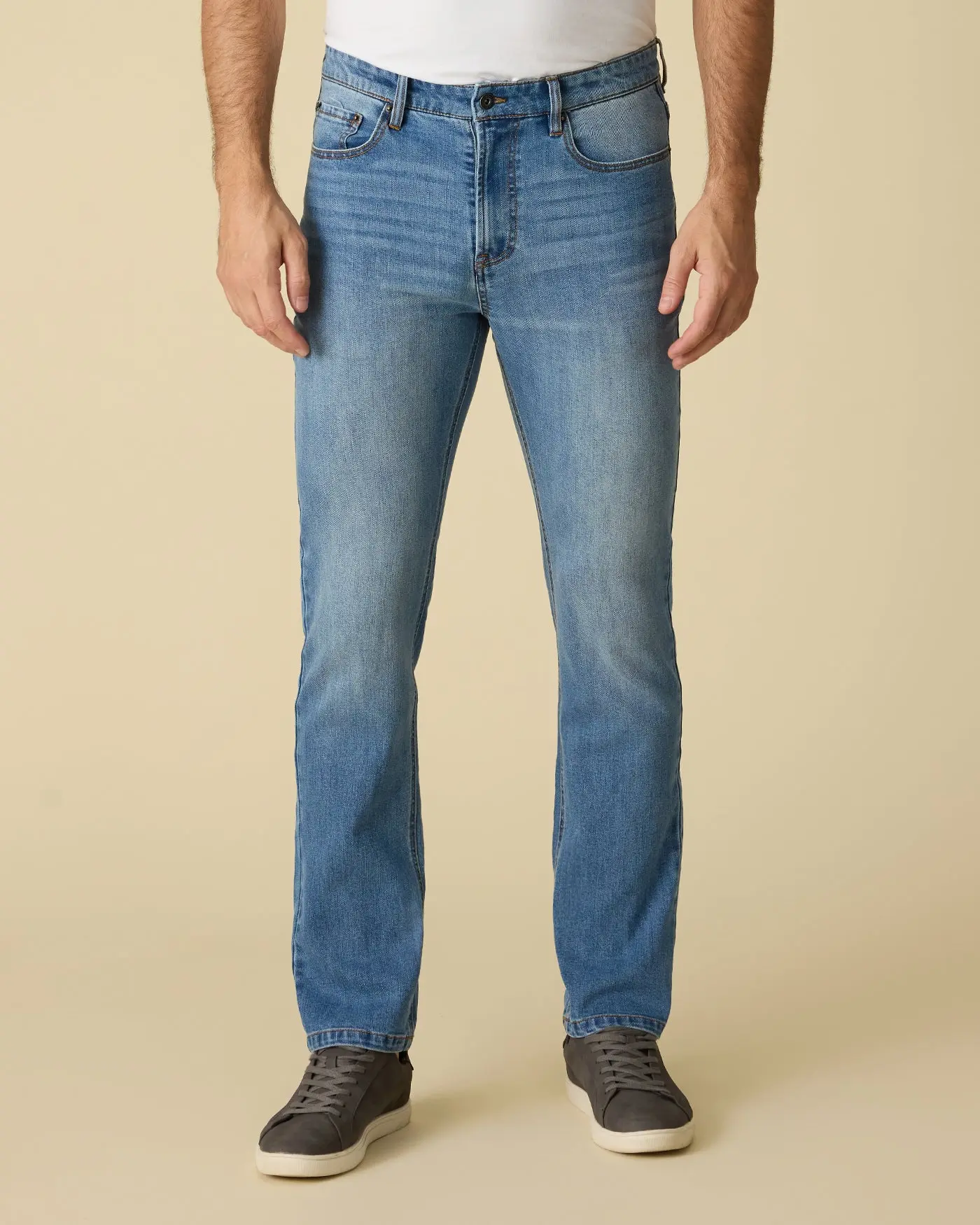 Men's Breathable Cooling Denim Jeans – Straight Fit Light Wash Stretch Pants