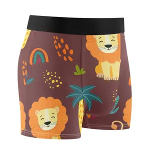Men's Underwear Boxer Briefs African Animals Lion and Plants Underwear