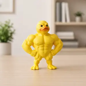 Funny Muscle Duck Figurine, Yellow Fitness Duck Desk Decor for Home, Office & Gym, Cute Collectible Gift for Fitness Lovers