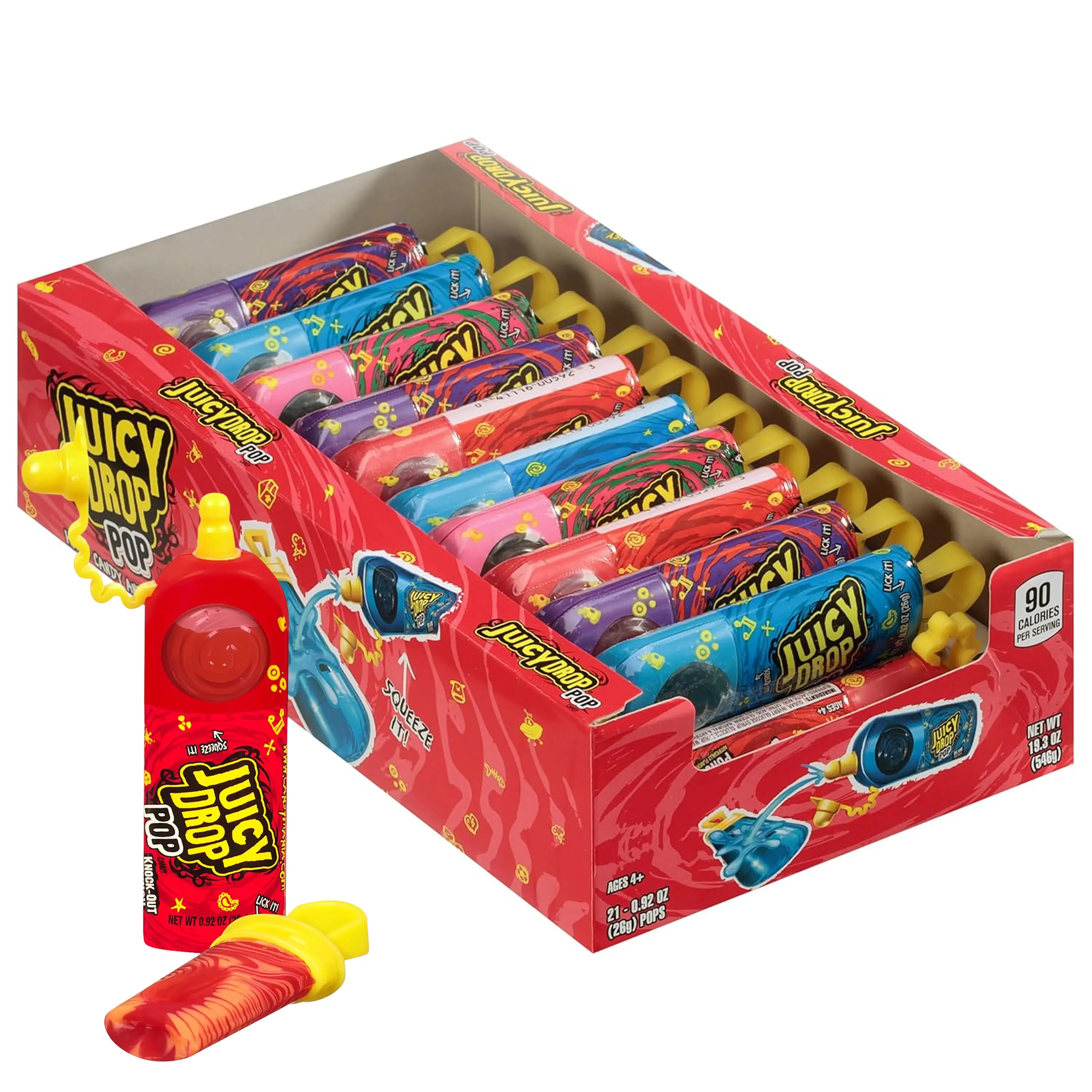 Juicy Drop Pop with Sour Gel Candy, Assorted Flavors, 21 Count