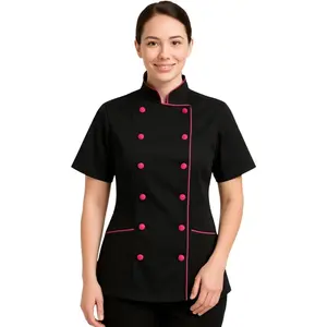 Short Sleeves Tailored Fit Chef Coat Jacket Uniform for Women for Food Service, Caterers, Bakers and Culinary Professional