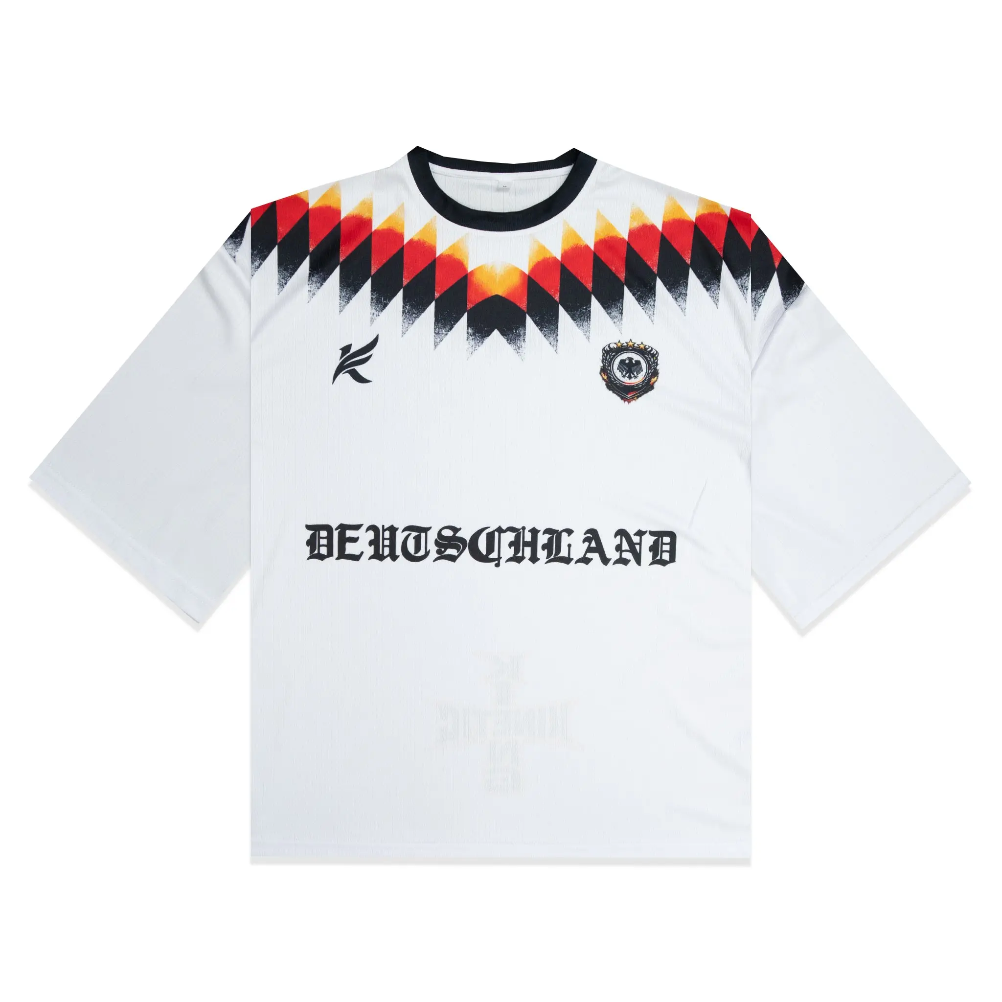 Germany Black White Jersey Shirt, 3D Graphic Print Men’s Casual Short Sleeve Top, Lightweight Athletic Style Shirt