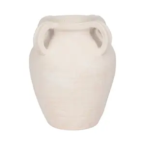 212 MAIN 12 in. White Multi-Handle Jug-Shape Pottery Decorative Flower Vase - Wall Mounted Vase, Home Decoration, Room Decor, Home Supplies & Fillers