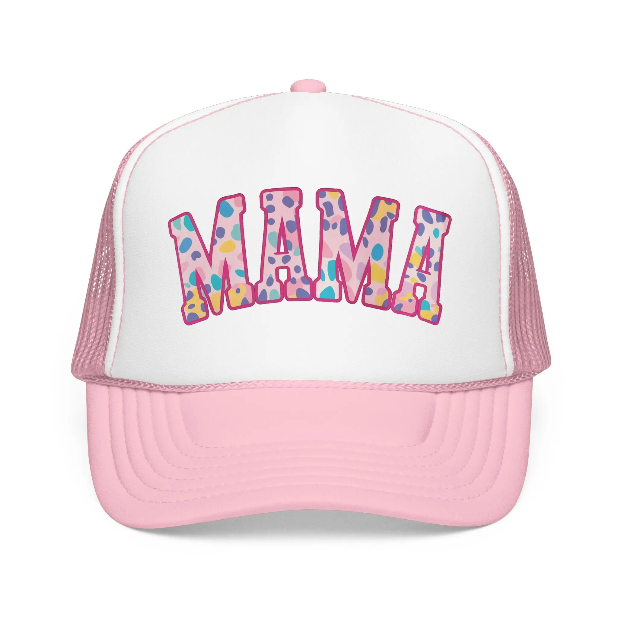 Mama Trucker Hat — Colorful Leopard Print Foam Cap for Moms