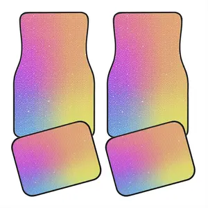 Macaron Gradient Rainbow Car Floor Mats, Anti-Slip Polyester, Durable Absorbent, Easy to Clean, Suitable for Trucks, Vans, Suvs