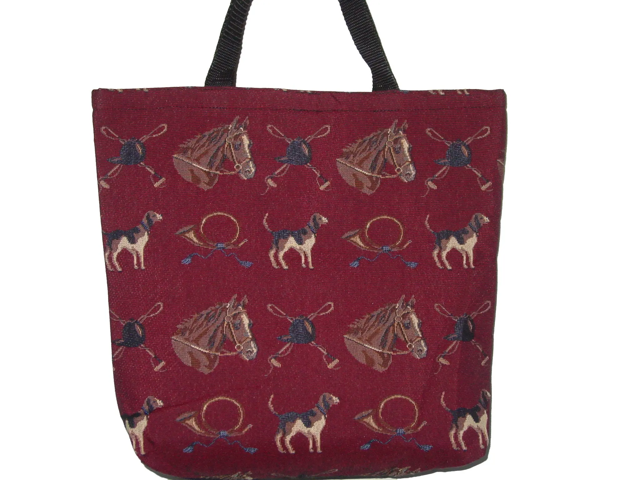 Horse and Hound Tapestry Tote Shopping Bag, Equestrian Handbags