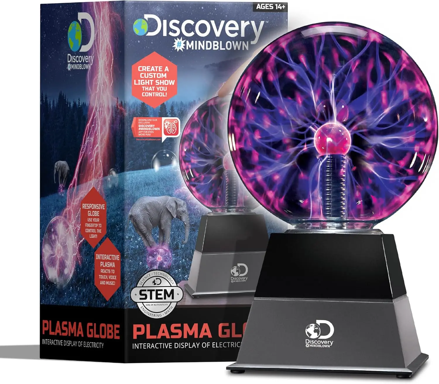 ™ Plasma Globe Lamp, Touch & Sound Sensitive Lightning, Interactive Electric Plasma Ball for Hands-On STEM Learning, Plug-in Bedroom & Desktop Decorative lamp
