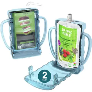 FLYBOK Baby Pouch Holder No Squeeze Pouch Food Pouches & Juice Box Holder - Anti-Squeeze Yogurt Pouch Reusable Toddler Essentials 2 Pack