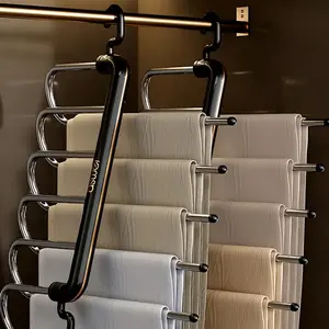 Multi-layer Pants Hanger, Stainless Steel Rack, Space Saving Storage and Organization for Wardrobe, Closet, Bedroom, Suitable for Pants, Jeans, Scarves, Hanging