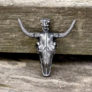 GTHIC Stainless Steel Bull Skull Head Pendant Gothic Animal Pendant for Men And Women Father's Day Gifts