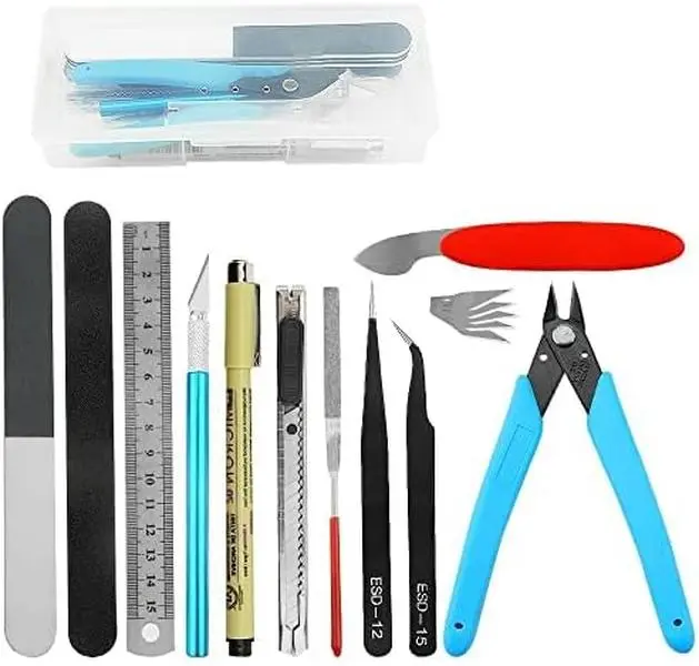 12Pcs Modeler Basic Tools Craft Set Gundam Model Tools Kit Hobby Building Tool Kit for Model Assemble Building Repairing and Fixing DIY Craft Kit