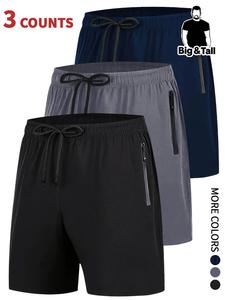 men's solid zipper pocket drawstring waist shorts, casual quick drying shorts for running fitness cycling hiking, shorts, plus size men's bottoms for summer, workout clothes, shorts for men, training cycling shorts