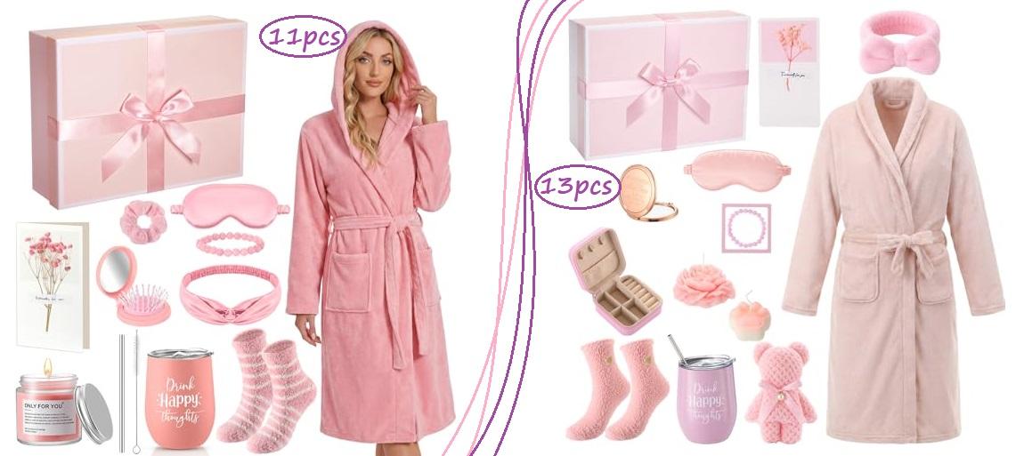 Mother's Day Gifts 11 Pcs Spa Gift Basket Self Care Set with Hooded Bathrobe Relaxing Bath Gift Set Pampering Spa Gifts for Mom Wife Grandma, Birthday Get Well Soon Thinking of You Stress Relief Care Package