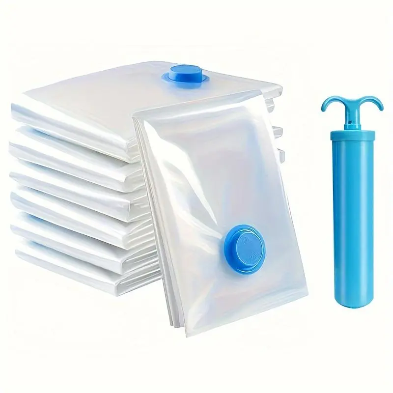 5Pack Heavy-Duty Vacuum Storage Bags with Pump - Durable Nylon Zippered Bags for Travel, Multiple Sizes for Clothes & Blankets, Bedding - Transparent - Travel & Clothes Organization