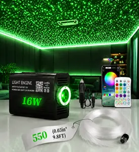 Fiber Optic Starlight Headliner Kit 550pcs 0.03in*9.8ft RGB – Color-Changing Ceiling Lights for Car & Home with APP+Remote, 15 Static Colors & Dynamic Fade/Jump/Spark Modes Disco Party Lights Professional