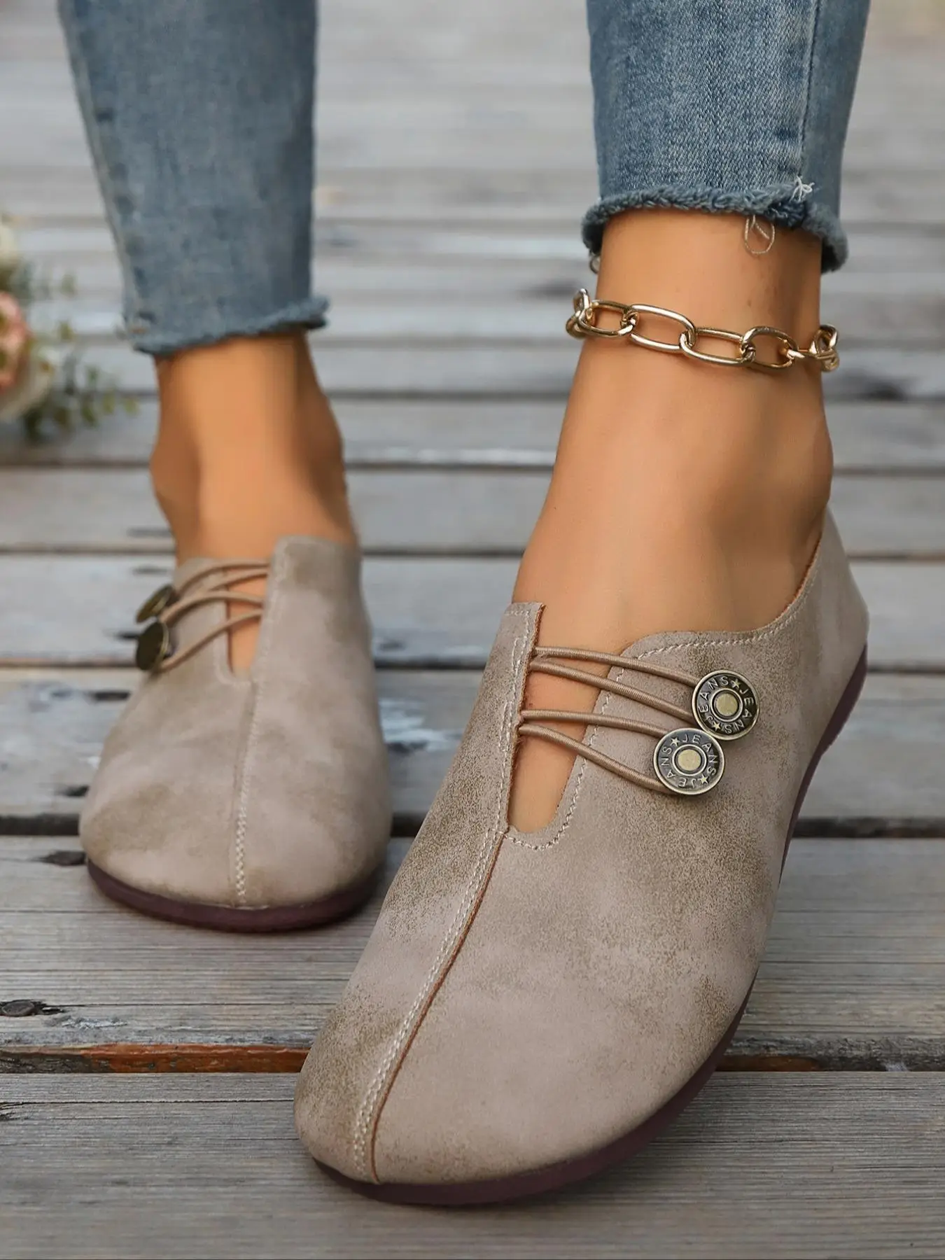 Women's Fashionable Solid Color Double Buckle Ankle Boots, Casual Comfortable Round Toe Flat Shoes for Daily Wear, All Match Boots for Women