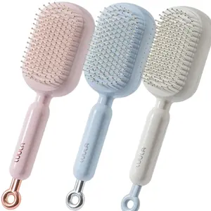 Self Cleaning Hair Brush, 1/2/3PCS Retractable Hair Brush with Massage Bristles, Retractable Cushion Massage Comb for Wet & Dry Hair, Anti-Static Hair Brush for All Hair Types, Soft Bristles, Detangling Hairbrush for Women Men, Hair Care Comb