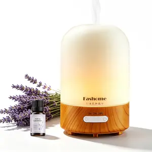 Essential Oil Diffuser Hand Blown Glass, 100ml Small Aromatherapy Diffuser, Auto Shut-Off Function, Ultrasonic Diffusers for Essential Oils, Cool Mist Humidifier with Warm White Lights（White）
