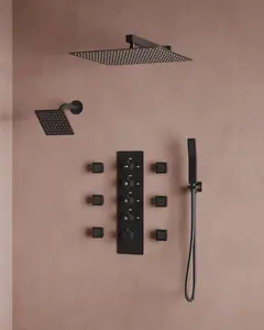 16" High-Pressure Rainfall Complete Shower System with Rough-in Valve | 15 Spray patterns | DualJetSpa | Quiet Operation | Precision Temperature Control