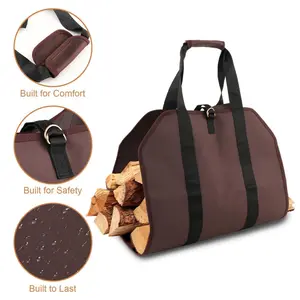 Firewood Bag Carrier, Extra Large Wood Bag for Firewood,Water Resistant Carrying Bag with Padded Handles & A Handy Side Pocket-39x18for Home Organiser Outdoorfun
