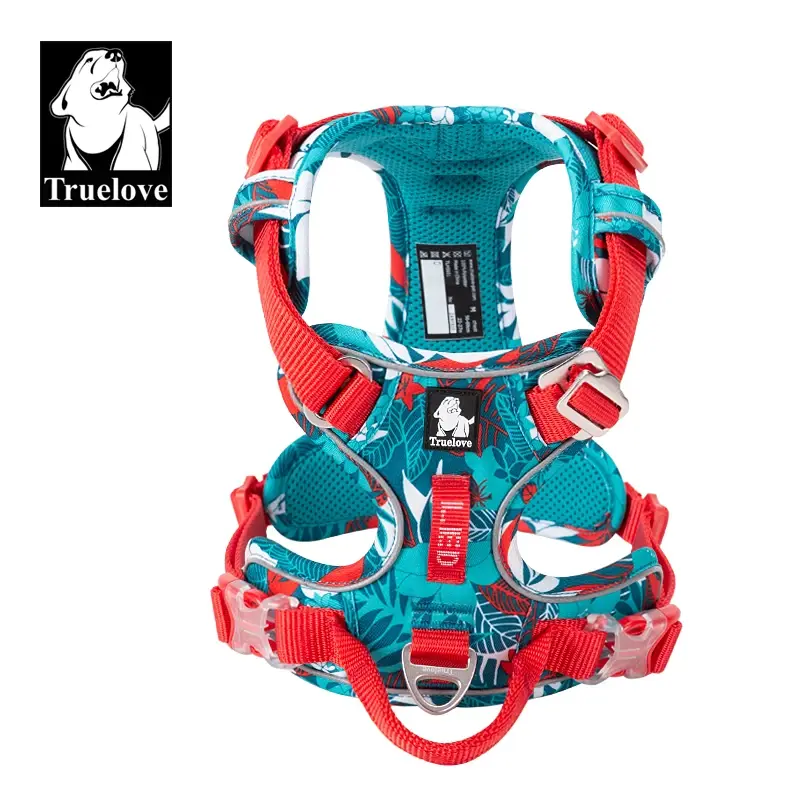 Truelove Split Dog Harness - Animal Print, Customized, Adjustable, Chew-Resistant Nylon Padded, Easy On & Off, Stylish Outdoor Design Collars & Harnesses for All Dog Breeds