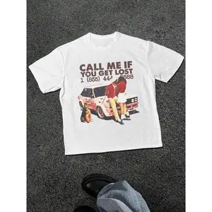 Men's Regular Fit Call Me If You Get Lost Print Round Neck Tee, Casual Street Short Sleeve T-shirt for Daily Wear, Men's Summer Clothes, Top(Sheets)