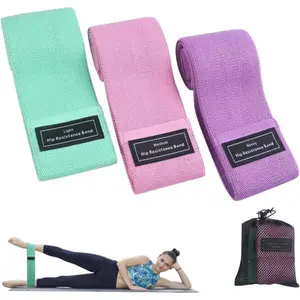Hip Resistance Bands for Legs and Butt - Fabric Workout Bands Wide Exercise Loops Anti-Slip Elastic Set of 3 for Women's Core Strength & Flexibility Training Calisthenics Tools