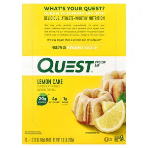 Quest Nutrition Protein Bar, Lemon Cake, 12 Bars, 2.12 oz (60 g) Each