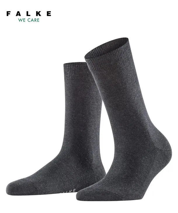 Falke Family Men's Solid Sustainable Cotton Blend Sneaker Socks Pairs - Anthracite Melange/Grey Mix, Reinforced Zones, Polyamide/Elastic Fibers, Elasticity, Cold Water Wash, Line Dry, Casual Menswear