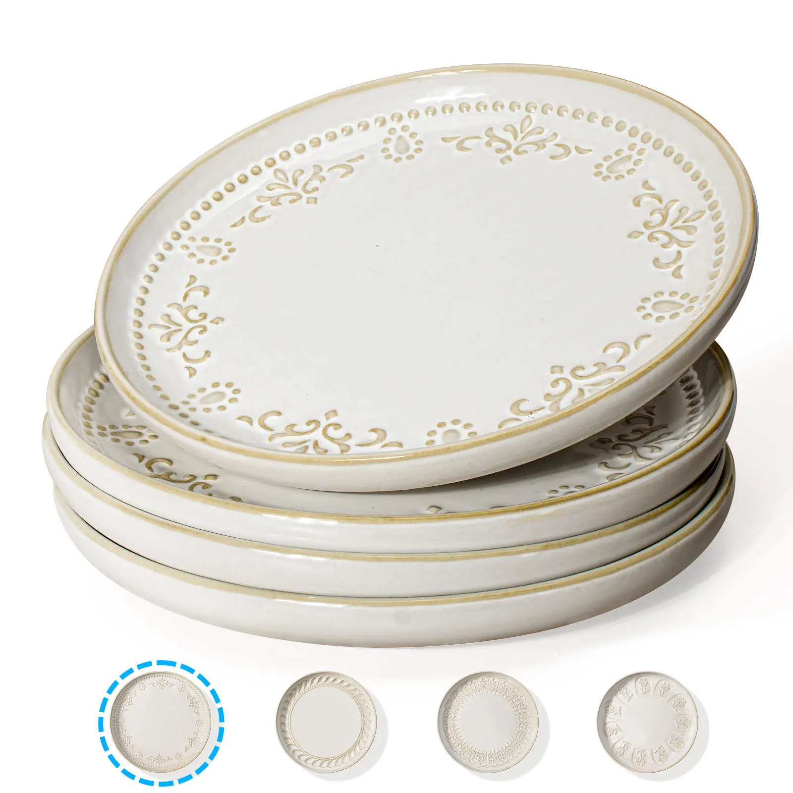 Damask Floral Dinner Plates 8.5 Inch