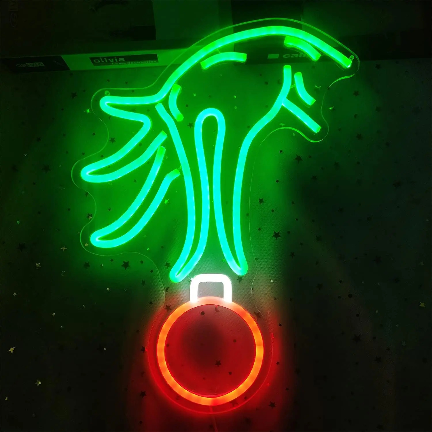 SERBASIC Christmas Green Neon Sign - 5V USB Powered Dimmable Neon Lamp, Cute Playful Indoor Atmosphere Lighting, Led Light Strips Compatible Decor for Bedroom, Xmas Party, Neon Lamps