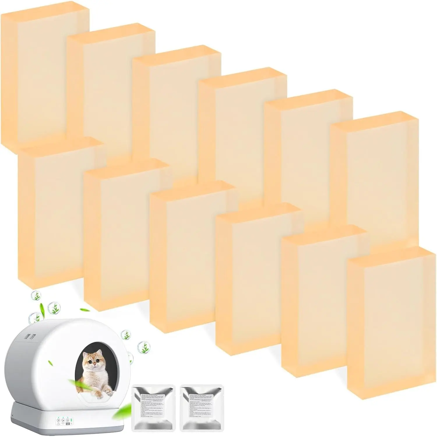 12 Pack Litter Box Deodorizer Compatible with MeoWant MW-SC01 / MW-SC02 / LB02 Self-Cleaning  Litter Boxes, 360? Odor Lock  Toilet Odor Eliminator Gel