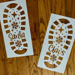 Santa Claus Shoe Print 10 MIL Mylar Reusable Painting Stencil for Festive Crafting Projects Easy Application & Versatile Use in America Perfect for Artists and Crafters