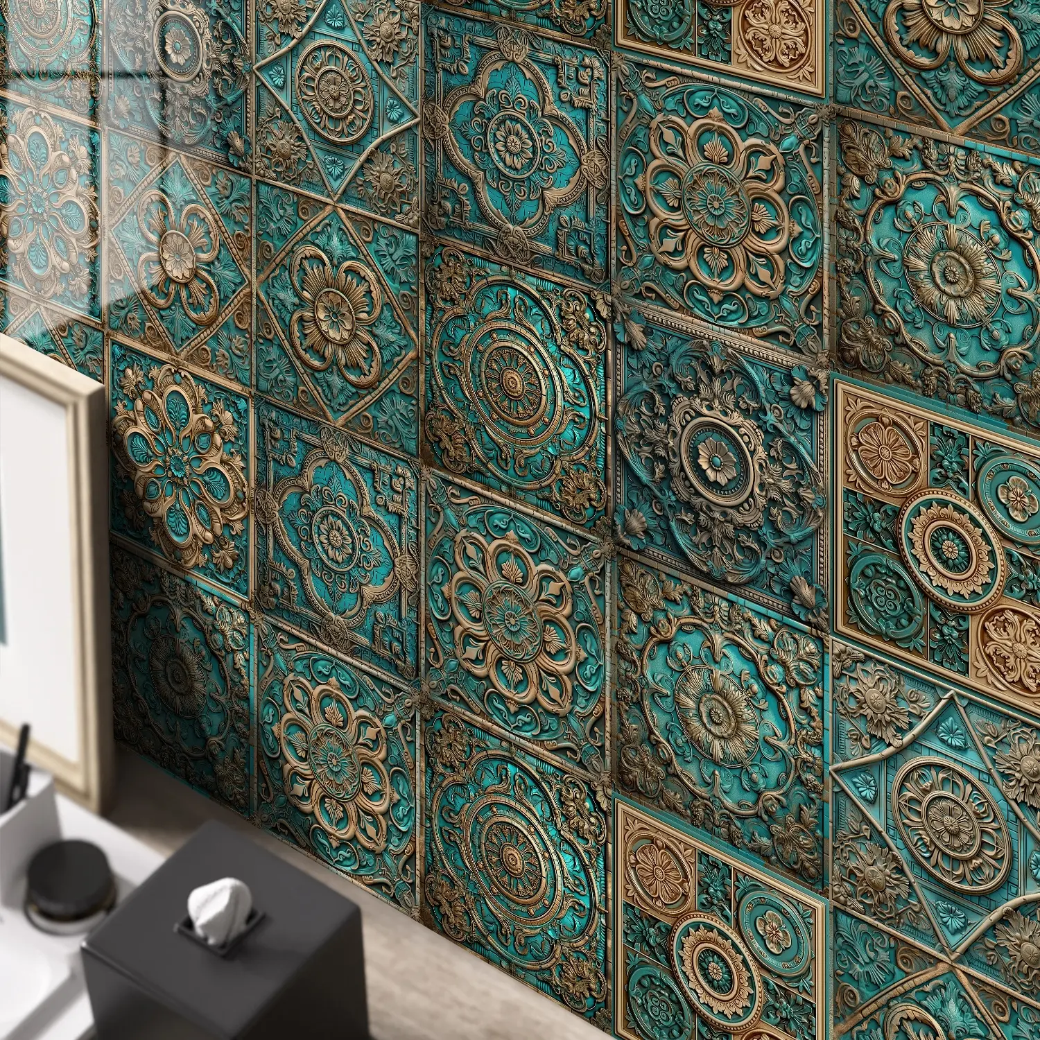 Self-Adhesive Removable Vintage Tile Backsplash, Waterproof and Oil-Resistant for DIY Kitchen & Bathroom, 5.9x11.8 Inch Wall Decor, Kitchen Bathroom Decoration Tiles Sticker