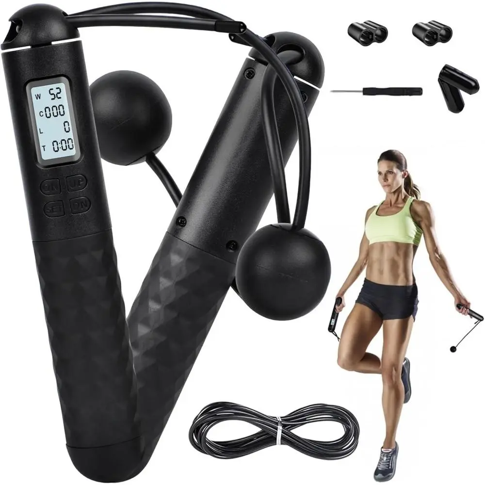 Electronic Activity Data Skipping Rope, Dual Mode Switchable for Quiet Indoor and Yard Daily Activity