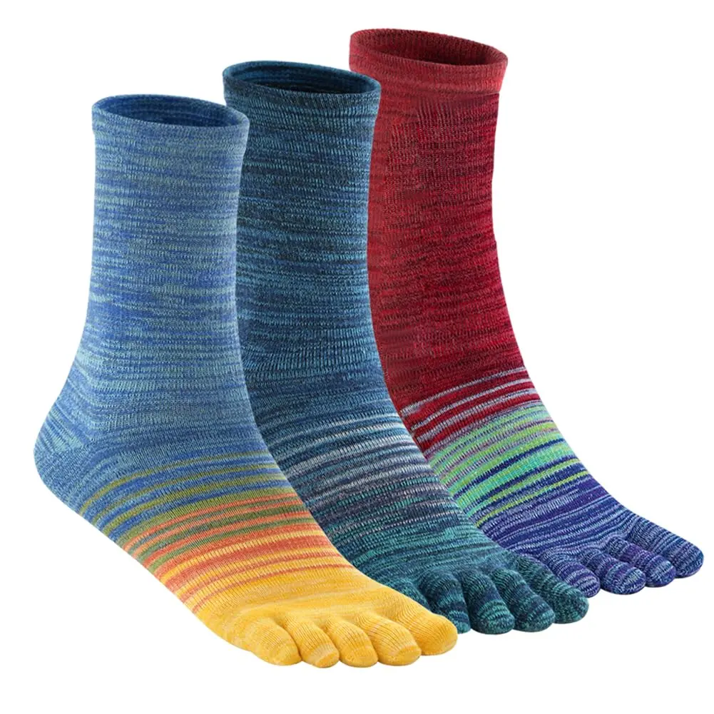 Unisex Toe Socks Colorful Crew Running Socks Breathable Comfortable Cotton Five Finger Socks (3-6 Pairs) casual comfy seamless multipack knit letter print crew  ladies print crew chunky solid crew sock