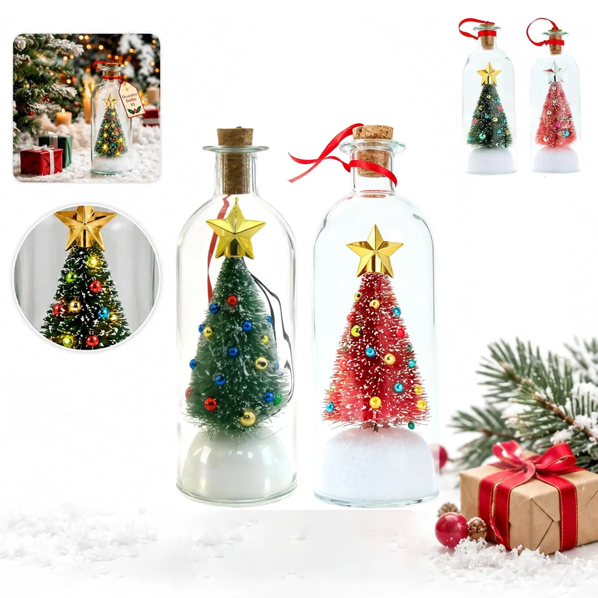 Mr. Christmas Christmas Tree Message In A Bottle Record Your Holiday Wish Voice Recording Bottle, Unique Christmas Gift Home Table Decor