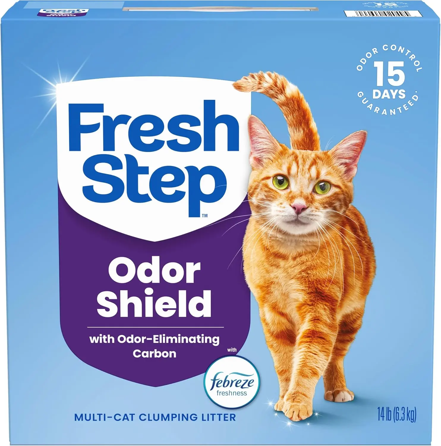 Fresh Step Odor Shield Multi Cat Clumping Cat Litter, 14 lb. | Febreze Freshness, Odor Shield with Ammonia Block Technology, Low Dust, Compatible with Most Automatic Litter Boxes