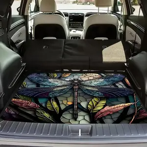 Car Trunk Mat Universal Size 29x39 Inches Floral Pattern Auto Cargo Liner Fit SUV Sedan Wagon Durable Vehicle Interior Protector Pad for Family Travel