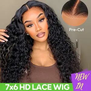 [New In]  Tahikie Natural Black 7x6 Glueless Ready to Go Human Hair Wigs 13x6 Frontal Lace HD Lace Curly Human Hair Pre Cut & Plucked & Bleached  For Women Outdoorfun dealsforyoudays