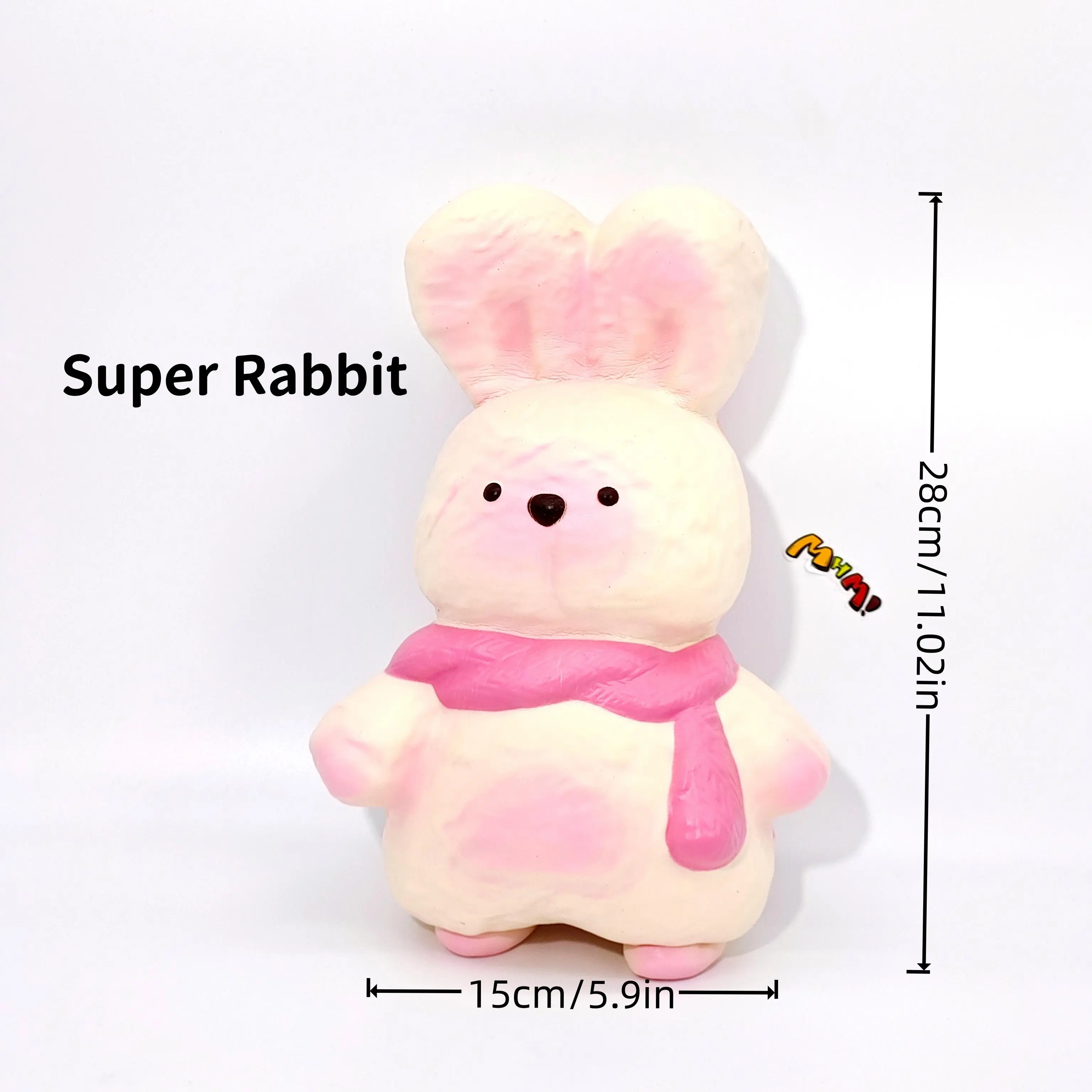 MHM Super Rabbit Slow Rising Squishy Toy, Cute Bunny Sensory Fidget Squeeze Toy, Soft Gift Idea for Kids & Adults