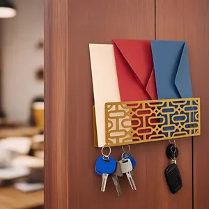 Mid Century Modern Key and Mail Holder Wall Organizer with Magnetic Hooks - Atomic Elliptical Design Perfect for Entryway Living Room - Apartment Stylish Mail and Key Storage Wall Mounted Accessory.