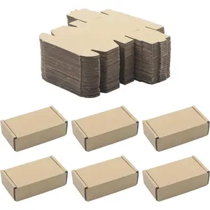 50 Pack  Paper Boxes, Foldable Rectangular Paper Box Packing Box for shipping, Storaging Small items, Brown, 3.62 x 1.98 x 1.02 inches