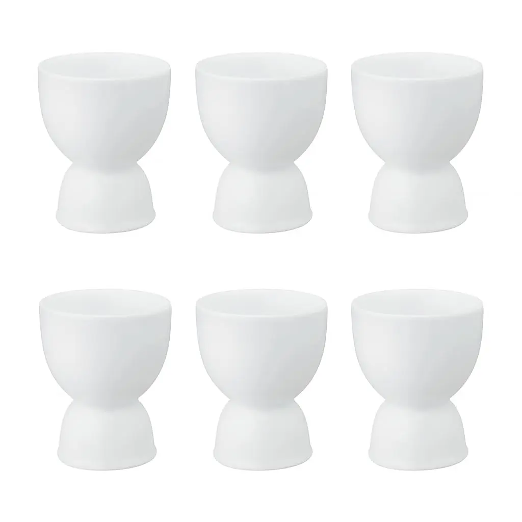 Double Egg Cup  Fine White Porcelain Set Of 6