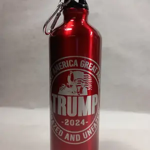 Laser Engraved President Donald Trump Inspired 25oz Aluminum Water Bottle With Attached Carabiner Drinkware Portable Reusable Washable